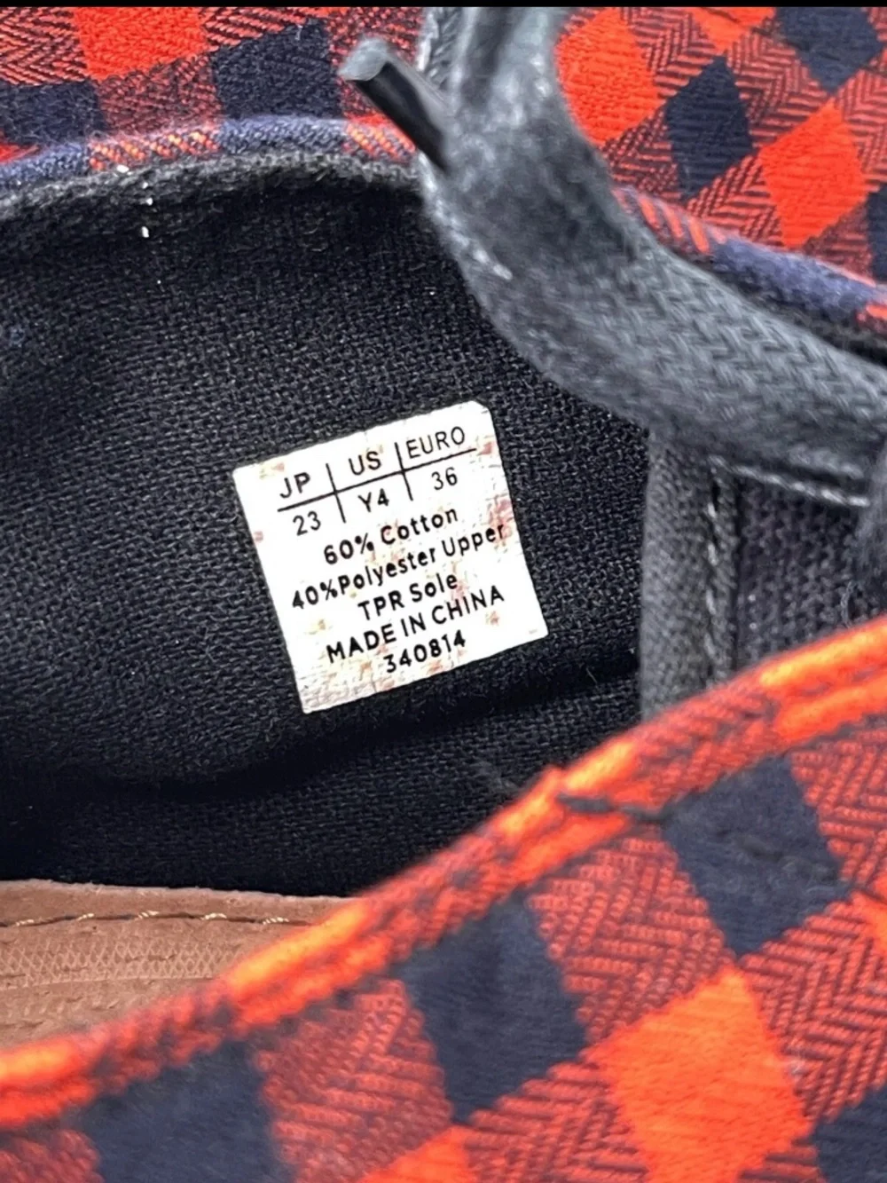 Toms Unisex Girls Boys Youth 340814 Black Orange Plaid Ankel Boot Shoes Sz. 4 Y